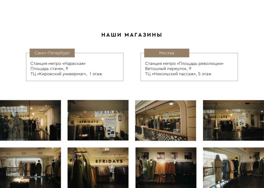 Презентация 8Fridays. Магазины